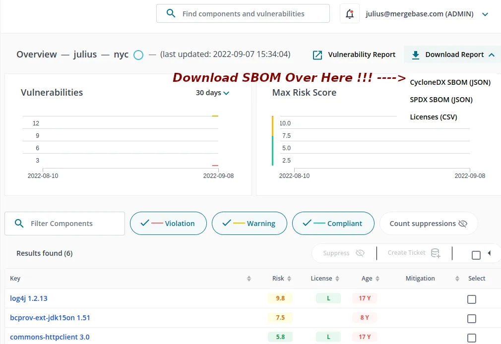 Creating an SBOM Report